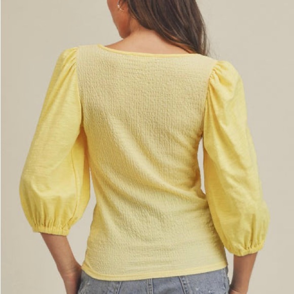 Aemi + Co Yellow Puff Sleeve Top - Picture 2 of 4